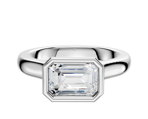 14K White Gold Bezel Full Bezel East/West Cathedral Dome 3.0mm Engagement Ring