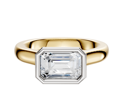 18K Two Tone Bezel Full Bezel East/West Cathedral Dome 3.0mm Engagement Ring