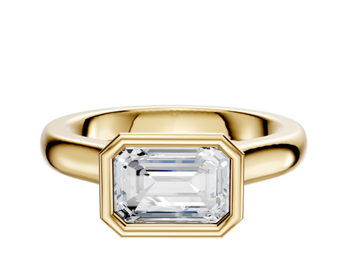 18K Yellow Gold Bezel Full Bezel East/West Cathedral Dome 3.0mm Engagement Ring
