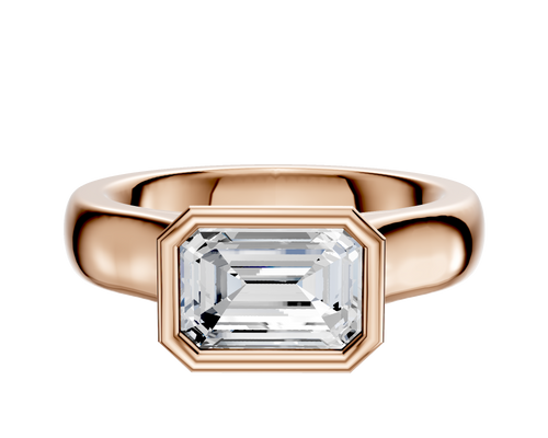 18K Rose Gold Bezel Full Bezel East/West Cathedral Dome 4.0mm Engagement Ring