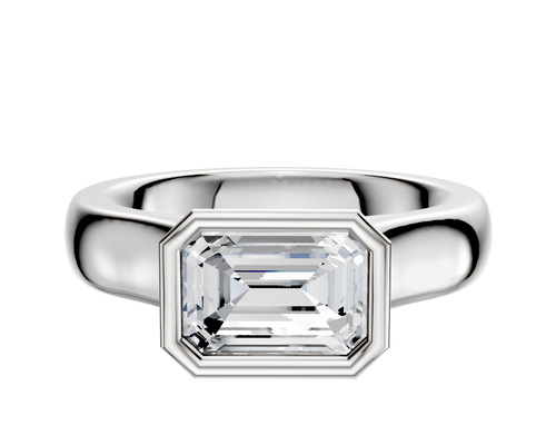 Platinum Bezel Full Bezel East/West Cathedral Dome 4.0mm Engagement Ring