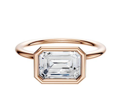 18K Rose Gold Bezel Full Bezel East/West Classic Dome 1.5mm Engagement Ring