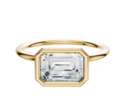 14K Yellow Gold Bezel Full Bezel East/West Classic Dome 1.5mm Engagement Ring