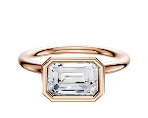 18K Rose Gold Bezel Full Bezel East/West Classic Dome 2.0mm Engagement Ring