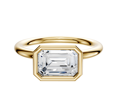 14K Yellow Gold Bezel Full Bezel East/West Classic Dome 2.0mm Engagement Ring