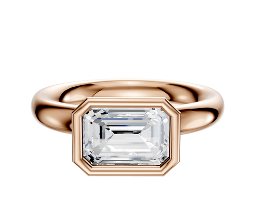 18K Rose Gold Bezel Full Bezel East/West Classic Dome 3.0mm Engagement Ring