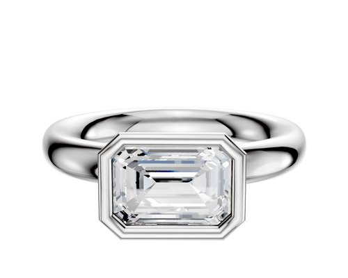 14K White Gold Bezel Full Bezel East/West Classic Dome 3.0mm Engagement Ring