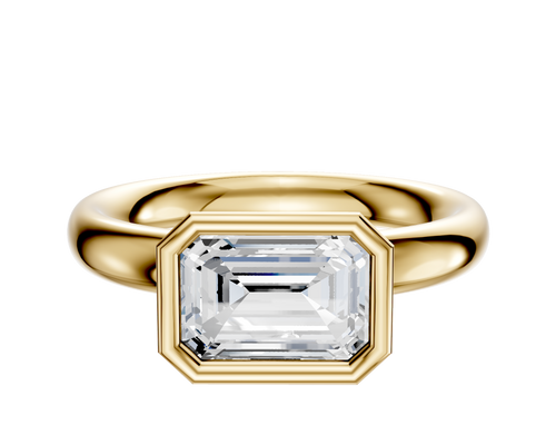 14K Yellow Gold Bezel Full Bezel East/West Classic Dome 3.0mm Engagement Ring
