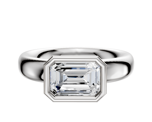 Platinum Bezel Full Bezel East/West Classic Dome 4.0mm Engagement Ring