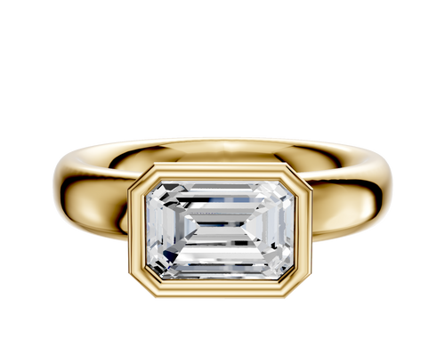 14K Yellow Gold Bezel Full Bezel East/West Classic Dome 4.0mm Engagement Ring