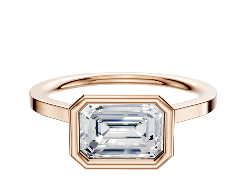 18K Rose Gold Bezel Full Bezel East/West Cathedral Flat 1.5mm Engagement Ring
