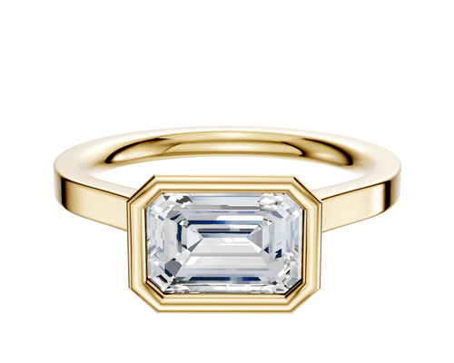 18K Yellow Gold Bezel Full Bezel East/West Cathedral Flat 2.0mm Engagement Ring