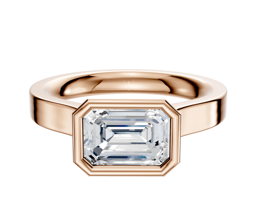 18K Rose Gold Bezel Full Bezel East/West Cathedral Flat 3.0mm Engagement Ring