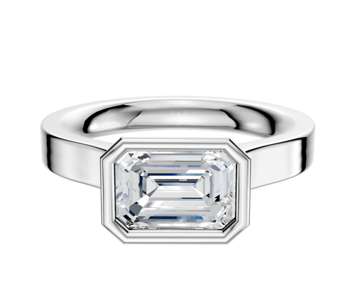 Platinum Bezel Full Bezel East/West Cathedral Flat 3.0mm Engagement Ring