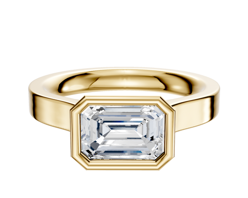 18K Yellow Gold Bezel Full Bezel East/West Cathedral Flat 3.0mm Engagement Ring