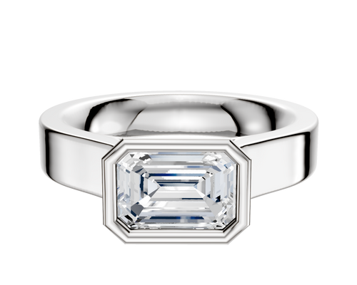 Platinum Bezel Full Bezel East/West Cathedral Flat 4.0mm Engagement Ring