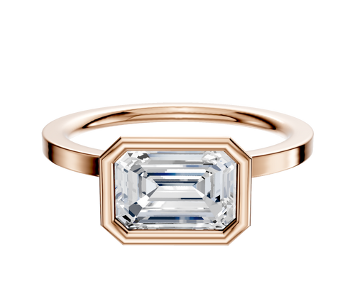 14K Rose Gold Bezel Full Bezel East/West Classic Flat 1.5mm Engagement Ring