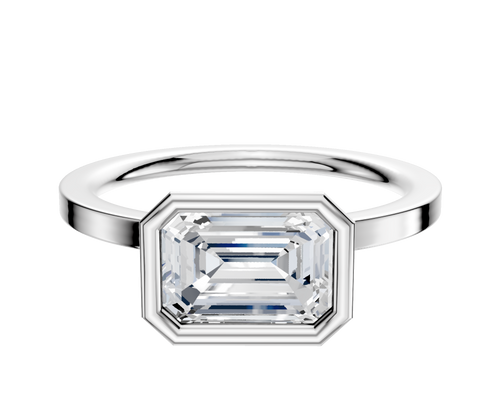 14K White Gold Bezel Full Bezel East/West Classic Flat 1.5mm Engagement Ring