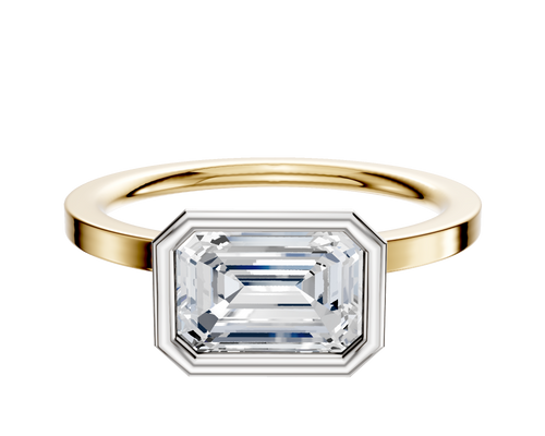 18K Two Tone Bezel Full Bezel East/West Classic Flat 1.5mm Engagement Ring