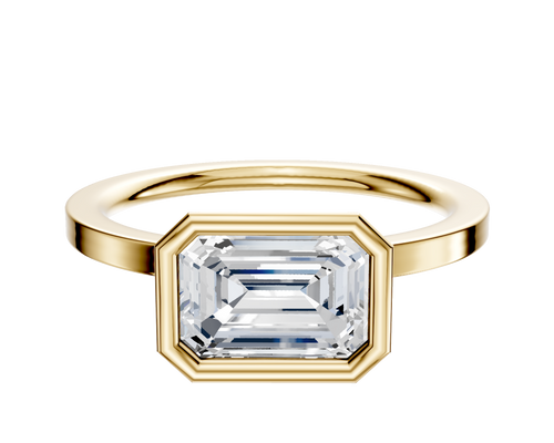 14K Yellow Gold Bezel Full Bezel East/West Classic Flat 1.5mm Engagement Ring