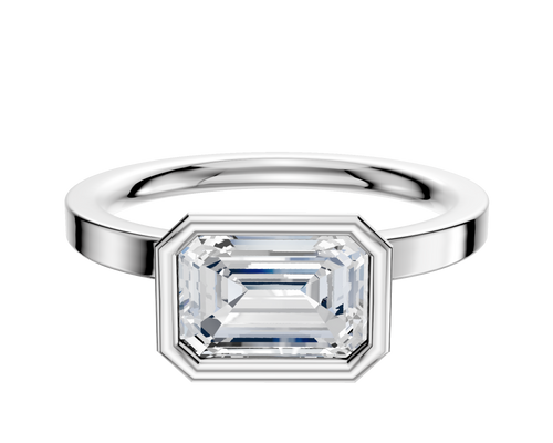Platinum Bezel Full Bezel East/West Classic Flat 2.0mm Engagement Ring