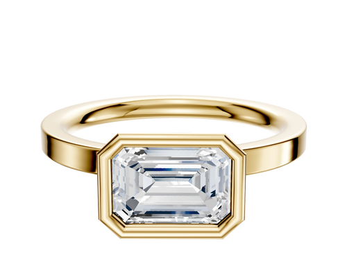 14K Yellow Gold Bezel Full Bezel East/West Classic Flat 2.0mm Engagement Ring