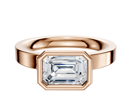 18K Rose Gold Bezel Full Bezel East/West Classic Flat 3.0mm Engagement Ring