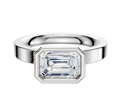 Platinum Bezel Full Bezel East/West Classic Flat 3.0mm Engagement Ring