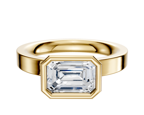 14K Yellow Gold Bezel Full Bezel East/West Classic Flat 3.0mm Engagement Ring