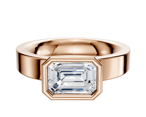 18K Rose Gold Bezel Full Bezel East/West Classic Flat 4.0mm Engagement Ring