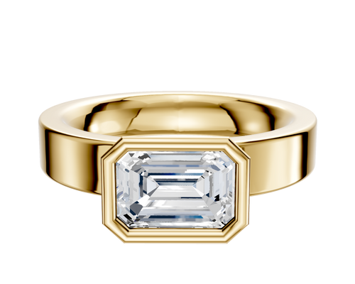 18K Yellow Gold Bezel Full Bezel East/West Classic Flat 4.0mm Engagement Ring