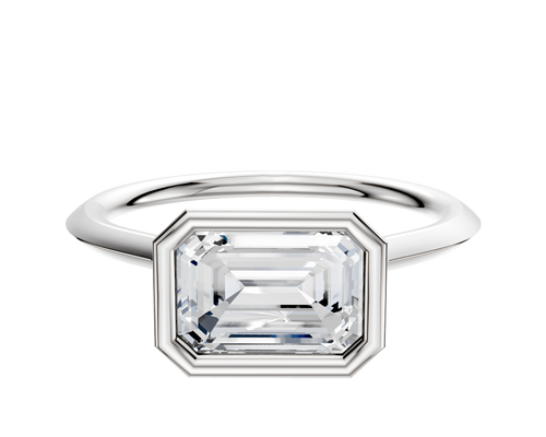 18K White Gold Bezel Full Bezel East/West Cathedral Knife Edge 1.5mm Engagement Ring