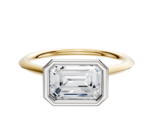 18K Two Tone Bezel Full Bezel East/West Cathedral Knife Edge 1.5mm Engagement Ring