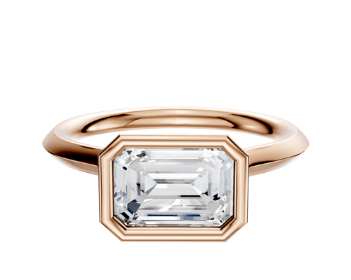 18K Rose Gold Bezel Full Bezel East/West Cathedral Knife Edge 2.0mm Engagement Ring