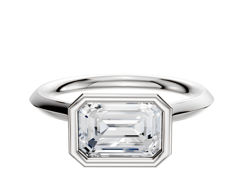 14K White Gold Bezel Full Bezel East/West Cathedral Knife Edge 2.0mm Engagement Ring