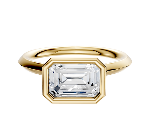 18K Yellow Gold Bezel Full Bezel East/West Cathedral Knife Edge 2.0mm Engagement Ring