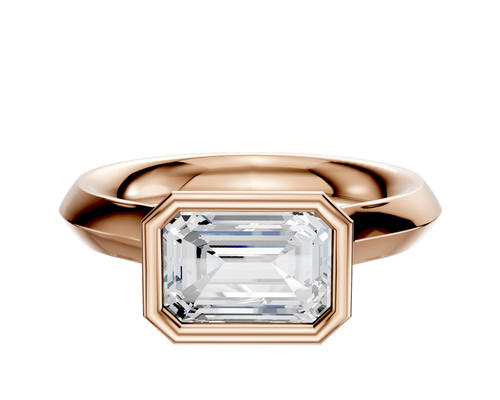 18K Rose Gold Bezel Full Bezel East/West Cathedral Knife Edge 3.0mm Engagement Ring