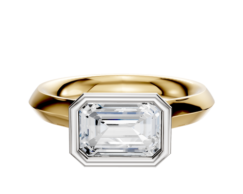 18K Two Tone Bezel Full Bezel East/West Cathedral Knife Edge 3.0mm Engagement Ring