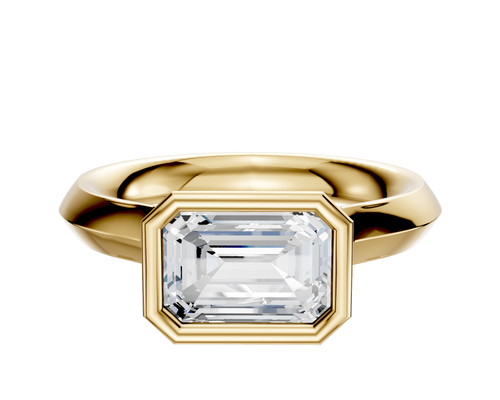 18K Yellow Gold Bezel Full Bezel East/West Cathedral Knife Edge 3.0mm Engagement Ring
