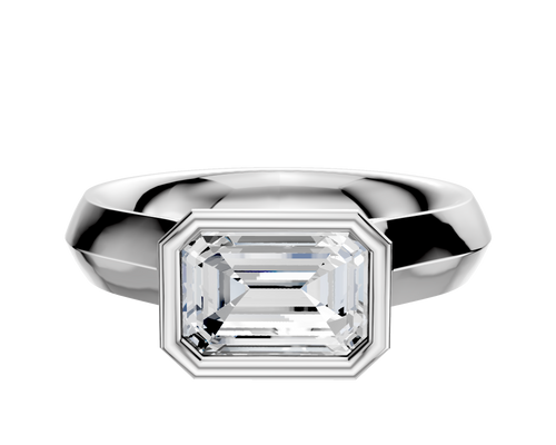 Platinum Bezel Full Bezel East/West Cathedral Knife Edge 4.0mm Engagement Ring