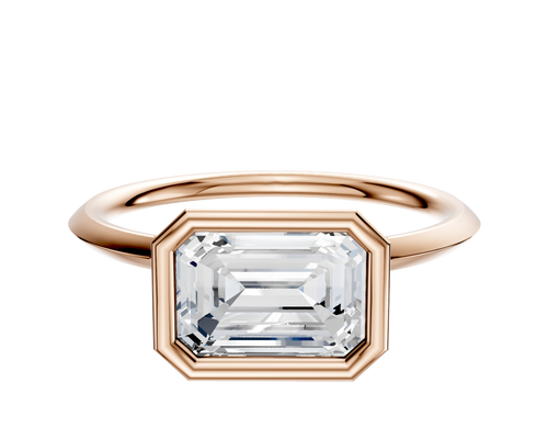 18K Rose Gold Bezel Full Bezel East/West Classic Knife Edge 1.5mm Engagement Ring