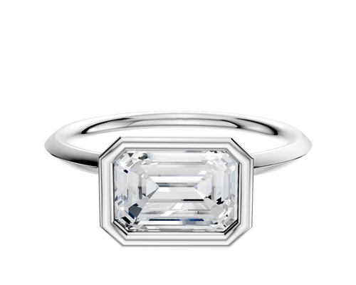 14K White Gold Bezel Full Bezel East/West Classic Knife Edge 1.5mm Engagement Ring