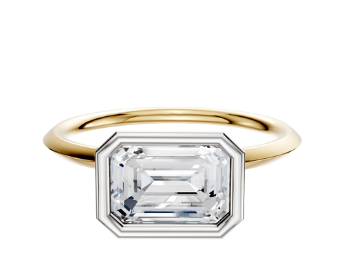 18K Two Tone Bezel Full Bezel East/West Classic Knife Edge 1.5mm Engagement Ring
