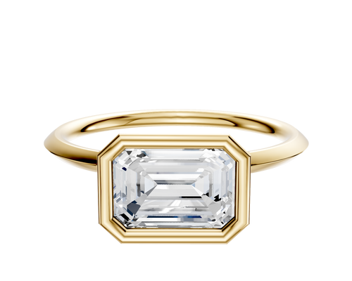 18K Yellow Gold Bezel Full Bezel East/West Classic Knife Edge 1.5mm Engagement Ring