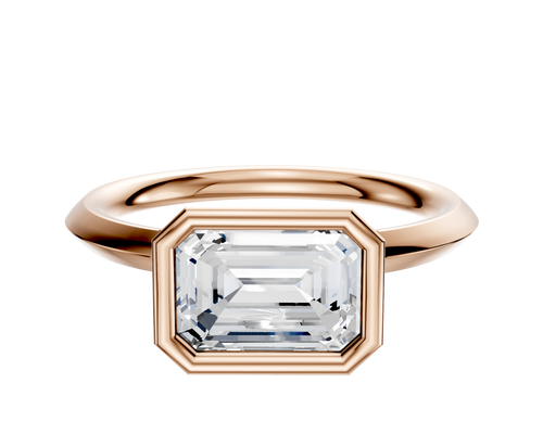 18K Rose Gold Bezel Full Bezel East/West Classic Knife Edge 2.0mm Engagement Ring