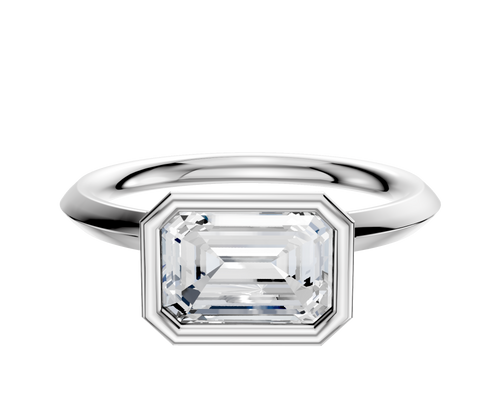 Platinum Bezel Full Bezel East/West Classic Knife Edge 2.0mm Engagement Ring