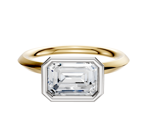 18K Two Tone Bezel Full Bezel East/West Classic Knife Edge 2.0mm Engagement Ring