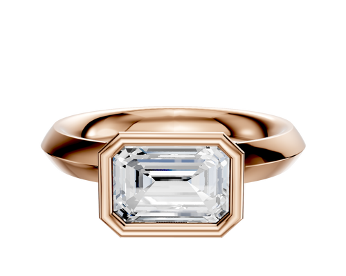 18K Rose Gold Bezel Full Bezel East/West Classic Knife Edge 3.0mm Engagement Ring