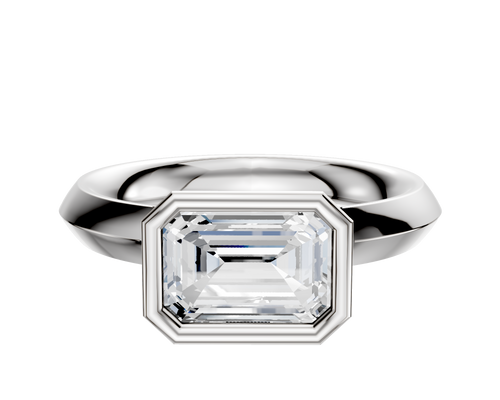 18K White Gold Bezel Full Bezel East/West Classic Knife Edge 3.0mm Engagement Ring