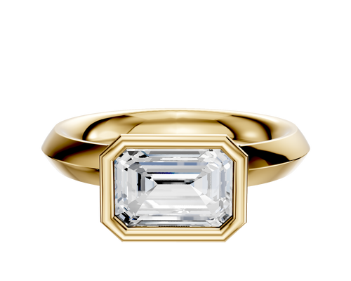 18K Yellow Gold Bezel Full Bezel East/West Classic Knife Edge 3.0mm Engagement Ring